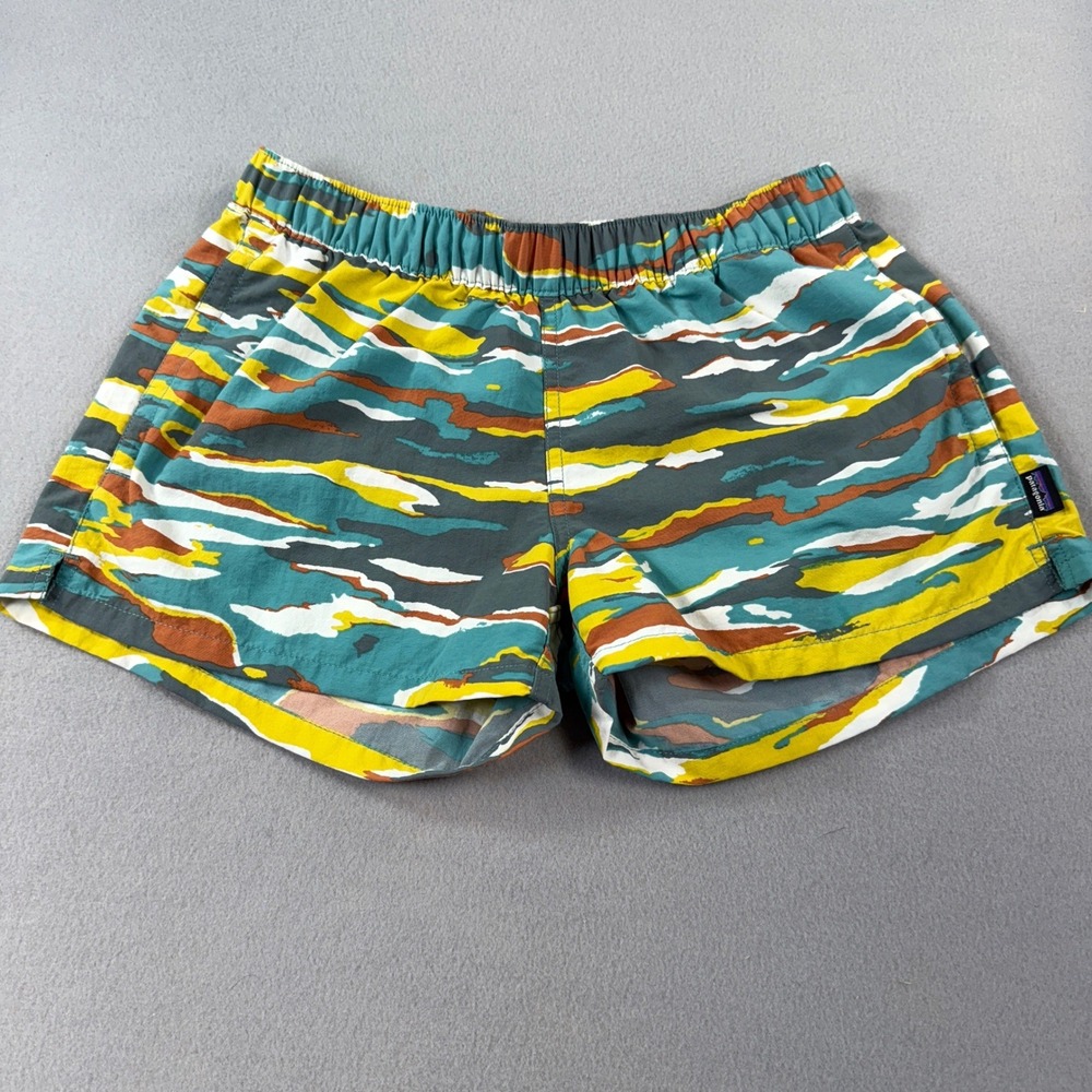 Patagonia Barely Baggies Shorts Womens Abstract Camo Print Multi Color Small